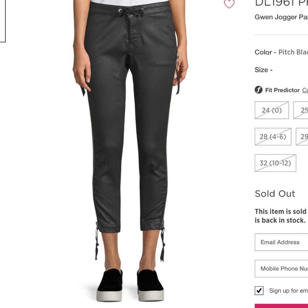 NWT - DL 1961 Gwen Jogger Blk Pleather.  Size 26